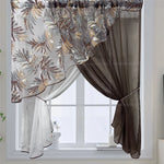 rideau fenêtre beige feuilles stylisées tissu léger élégant transparent tringle rideaux