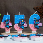 bougies numériques chiffres animées bleu rose blanches scintillantes personnages fêtes gâteaux anniversaire