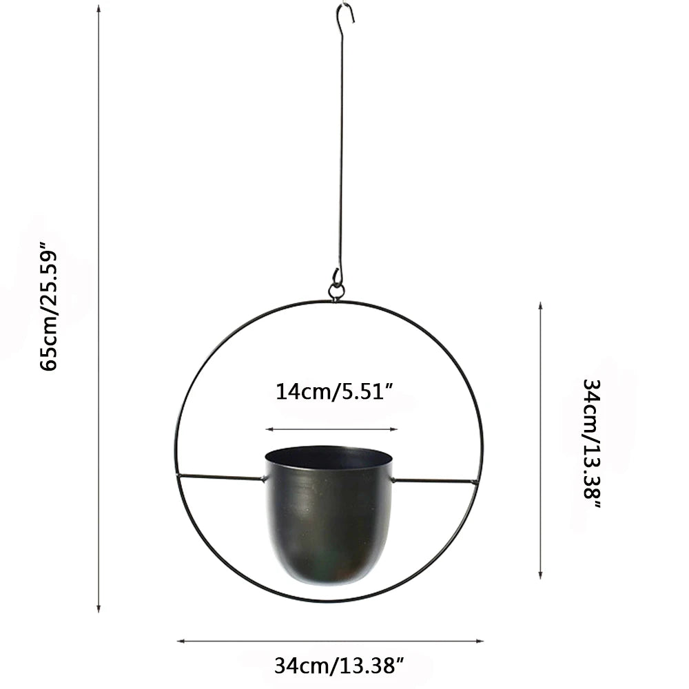 pots suspendus métal noir modernes géométriques hexagonnels chaîne métallique balcon jardin decoration