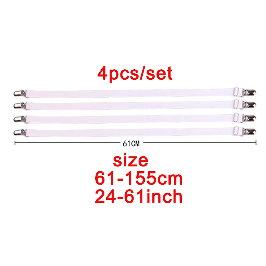 attaches pantalons clips métalliques élastiques noir blanc argenté utilitaires classiques tissu lisse