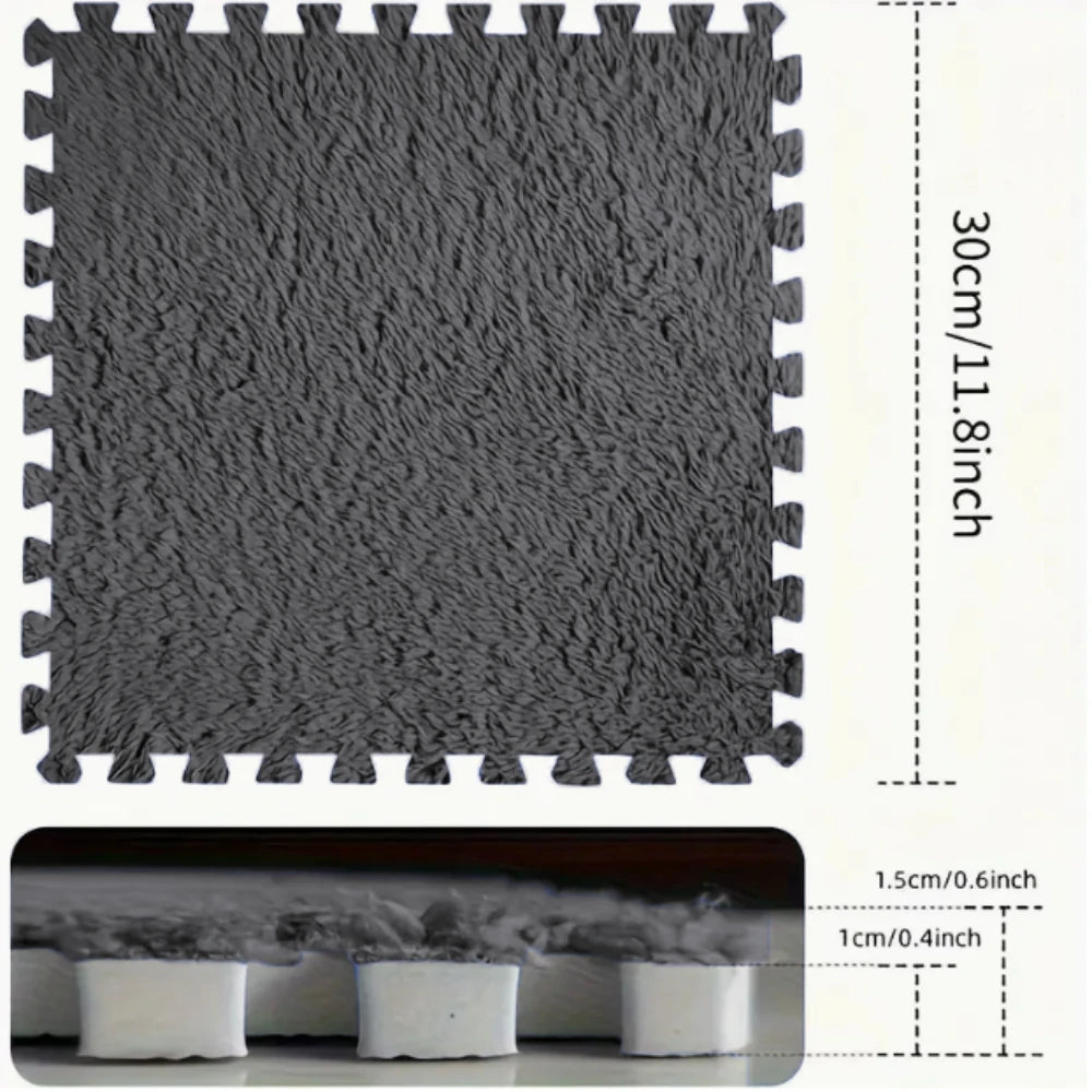 tapis modulable géométrique moelleux noir gris bleu rose moderne adhésif 30cm 10pcs 20pcs