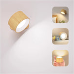 lampe murale moderne minimaliste bois naturel blanc led charge usb tactile