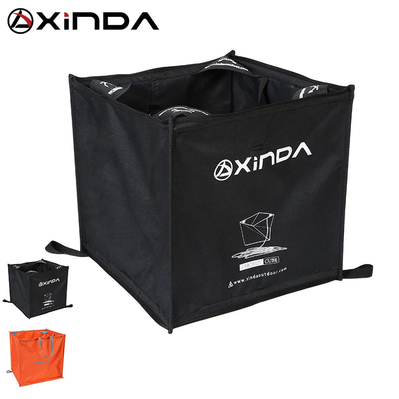 sac pliable rangement cube noir orange tissu texturé outdoor compact echangement velcro