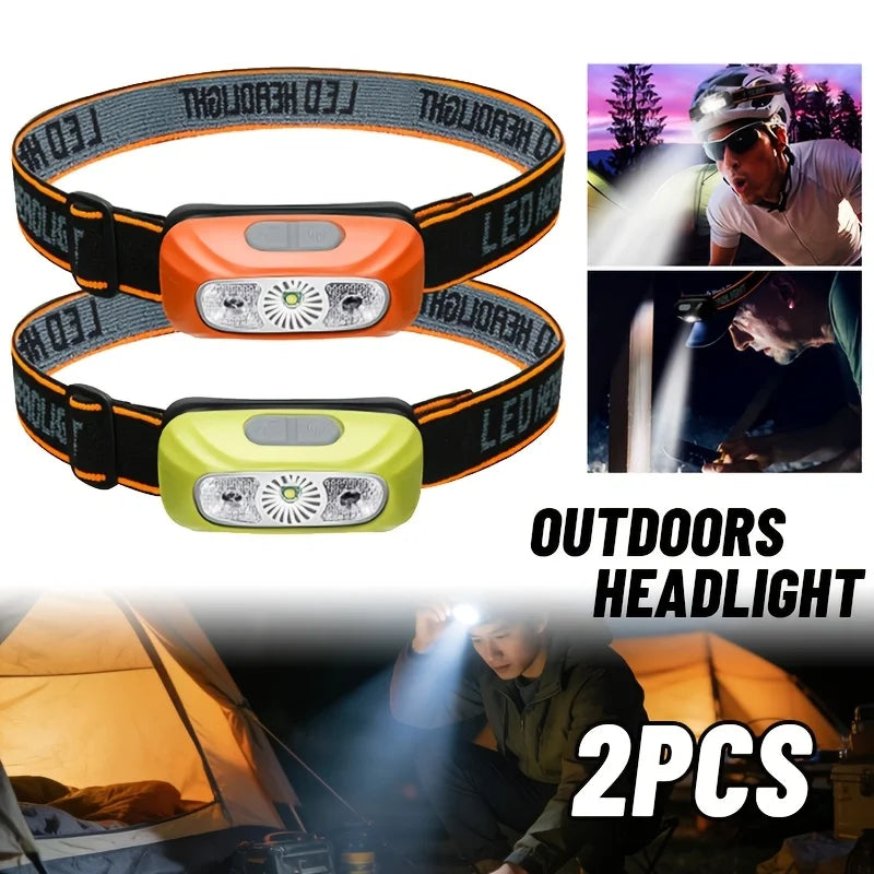 lampe frontale rechargeable led camping pêche urgence vert orange sensor black moderne pratique