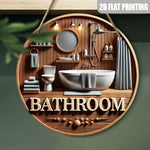 décoration murale plaque bois salle bain baignoire toilette miroir serviettes plantes 3d chambre cordeSuspension
