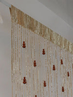 rideau franges marron semi transparent motifs ethnique maison