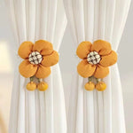 bracelets rideau crochetés fleur rustiques accessoires fenêtres beige clair foncé horizontal