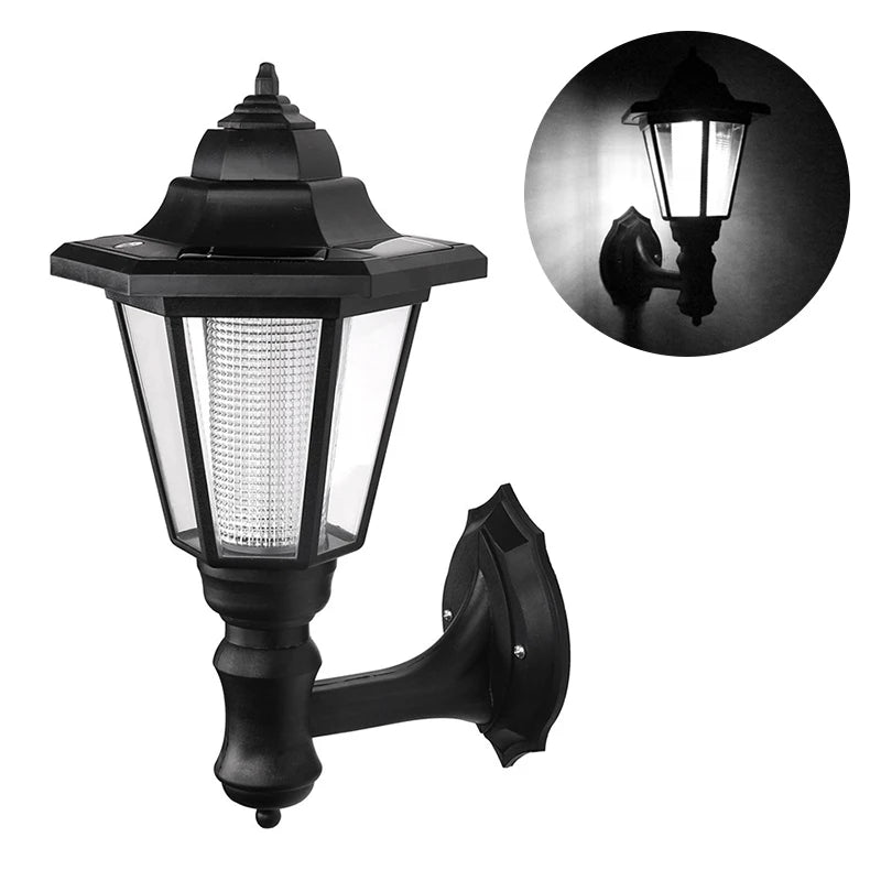 lampe murale solaire led noir verre transparent classique ip65 résistant l'eau éclairage extérieurextérieur
