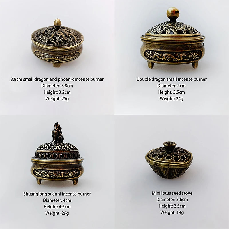 brûleur d'encens bronze doré motifs floraux dragons phénix traditionnel ornement couvercle base motifs
