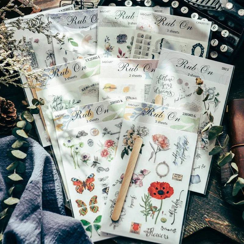 autocollant décoratif vintage fleurs papillons chiffres symboles scrapbooking album photo journal intime diy romantique