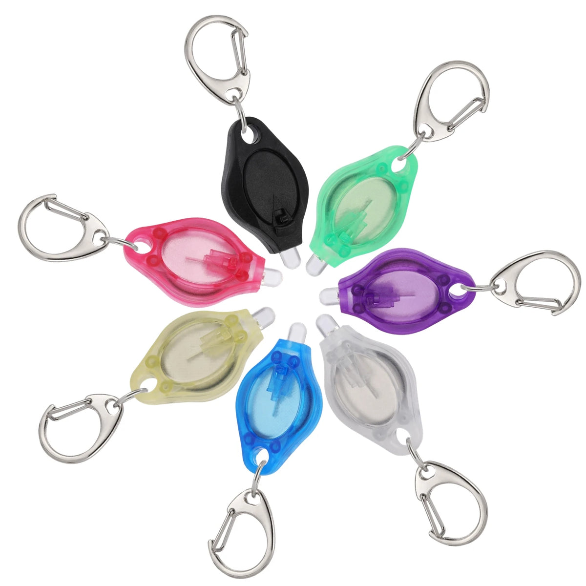 lampe torche portative led miniature ronde translucide anneau fixation sac dos