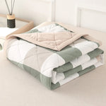 couette d'été carreaux bleu gris couverture fine polyestère moderne maison adultes
