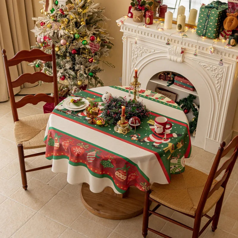 nappe table noël carreaux rouge vert imperméable coton polyester pompons festifextérieur banquets
