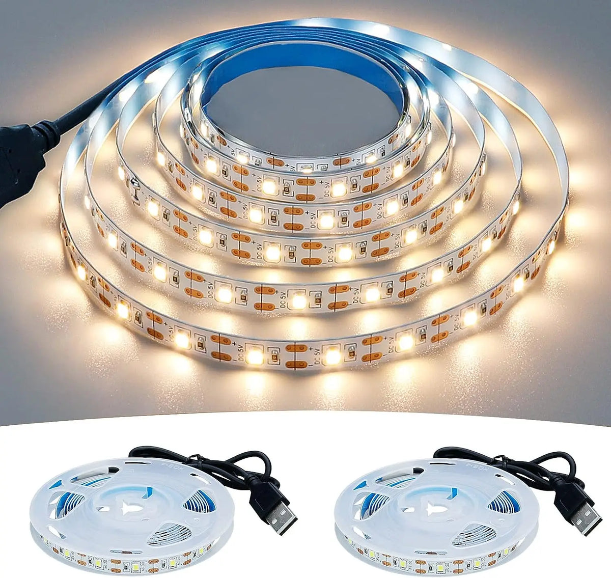 ruban led flexible blanc adhésif moderne éclairage décoration maison 2m câble usb