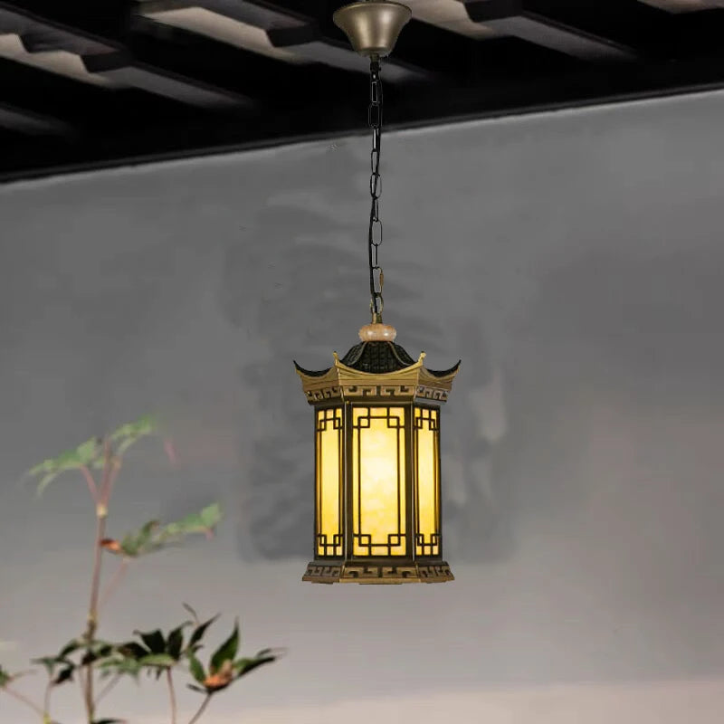 lampe suspendue vintage doré rétro salon chambre étanche aluminium éclairage géométrique oriental