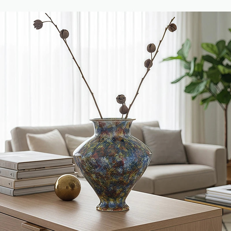 vase moderne abstract pattern hand painted decor flowers table arrangement multicolor decorative item