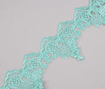 tissu dentelle fleur paillettes blanc rose beige vert mariage translucent brodé polyester 11.5cm