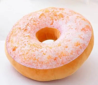 coussin donut forme ronde peluche animée couleurs variées glaçage sucre coloré décoration intérieure sofa
