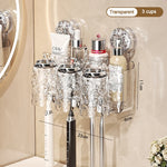 porte produits mural transparent texturé moderne ventouse brosses dents salle bain