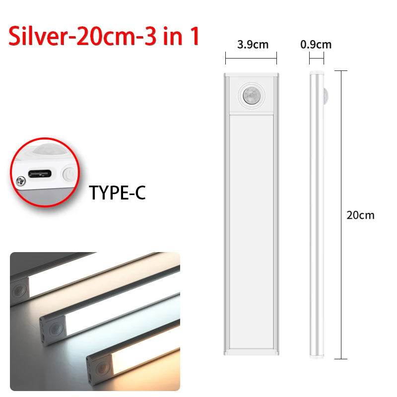 veilleuse led sans fil rechargeable détecteur mouvement sous meuble blanc moderne 10cm 20cm 30cm