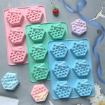 moule savon silicone hexagones nid d'abeille moderne rose violet bleu clair vert
