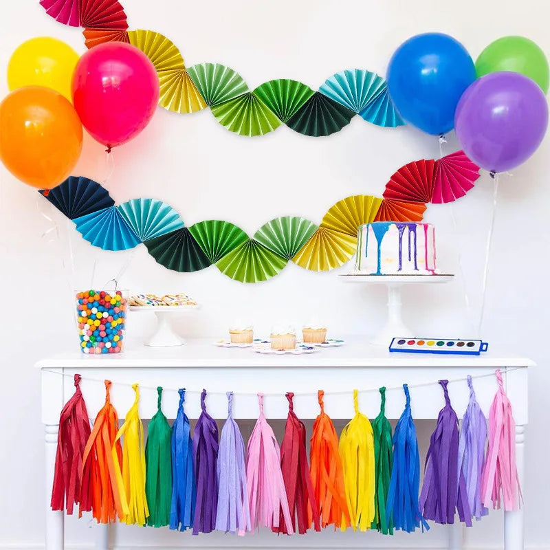 guirlande papier multicolore festives accordéon anniversaire ballons coeurs decorations love xoxo
