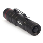 lampe torche rouge noir zoomable 3w led intense compact moderne clips adjustable