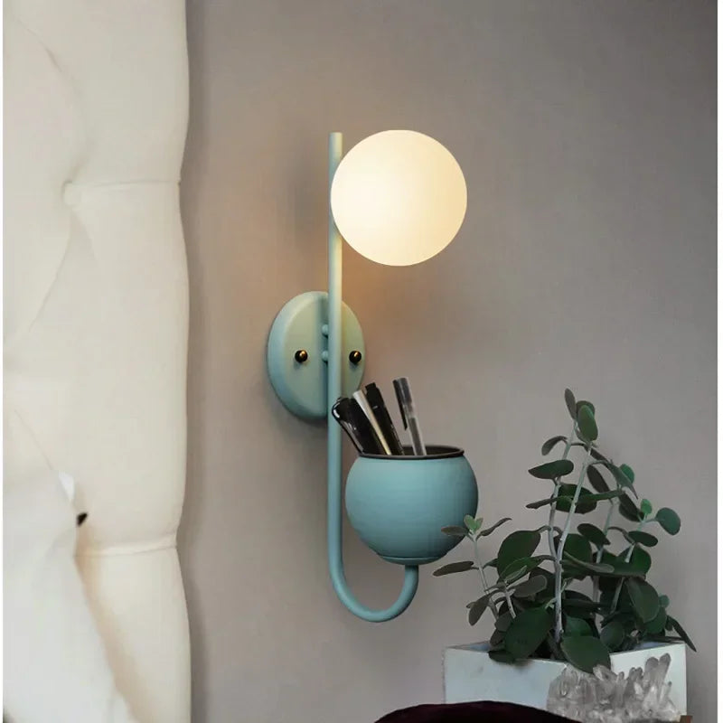 lampe murale moderne vert blanc pot plante ampoule E27 LED 90 260V