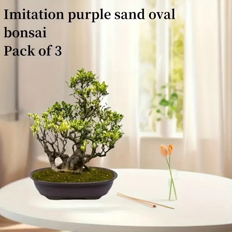 pots fleurs ovales soucoupe drainante bonsaï plante intérieure minimaliste feuilles fines vert clair