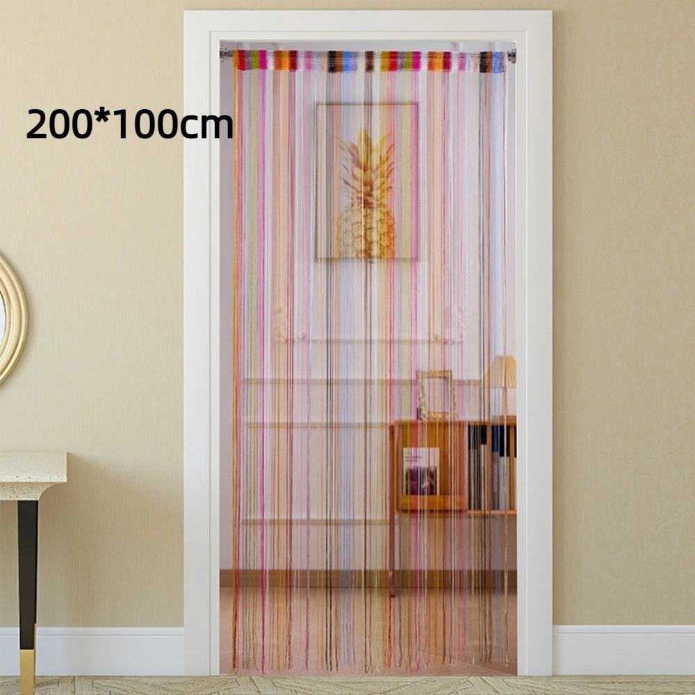 rideau franges couleurs transparent bohème barre supérieure attaches décoratif 200x100cm multicolore aspect brillant