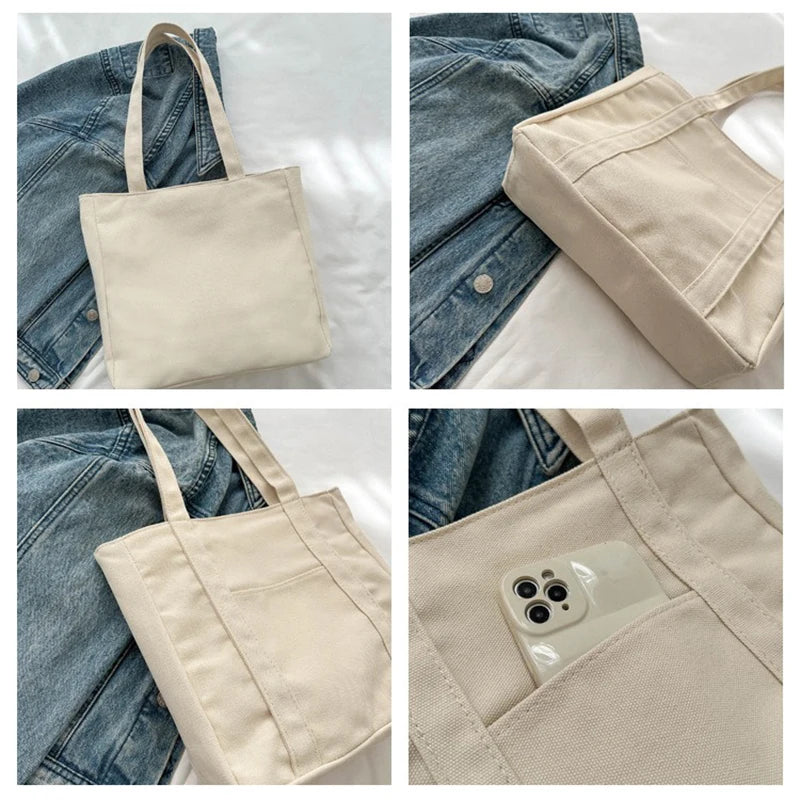 sac main noir beige moderne casual toile uni poche fermeture éclair poignées détachables