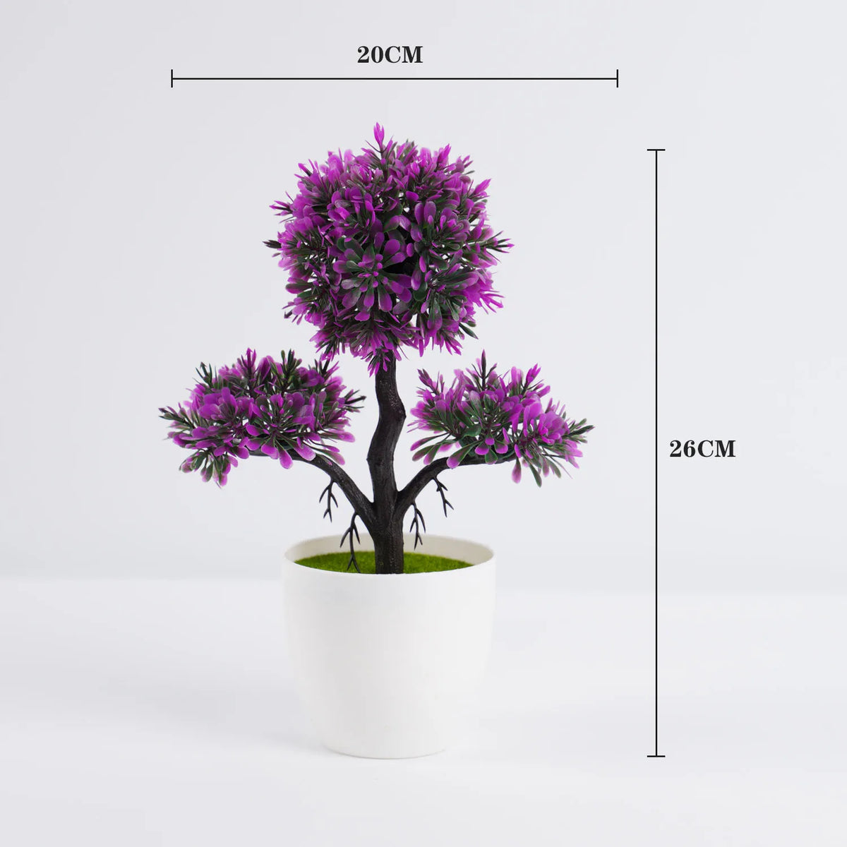 bonsaï artificiel pot blanc feuilles vertes fleurs roses intérieur extérieur exposition classique décoration maison
