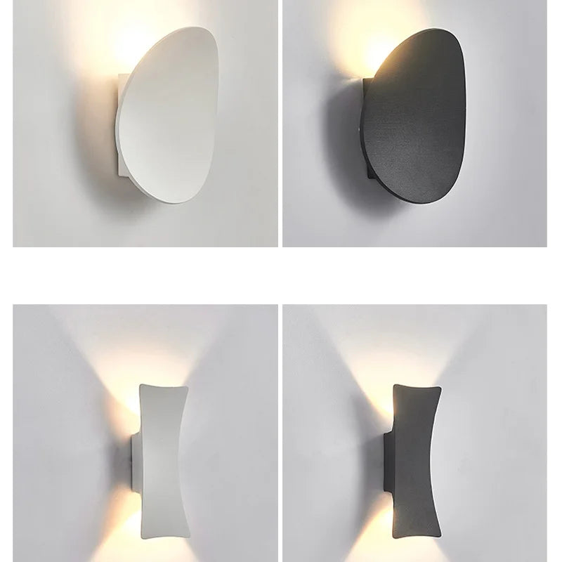 lampe murale led moderne minimaliste blanc noir fixée mur intérieur extérieur ip65 étanche