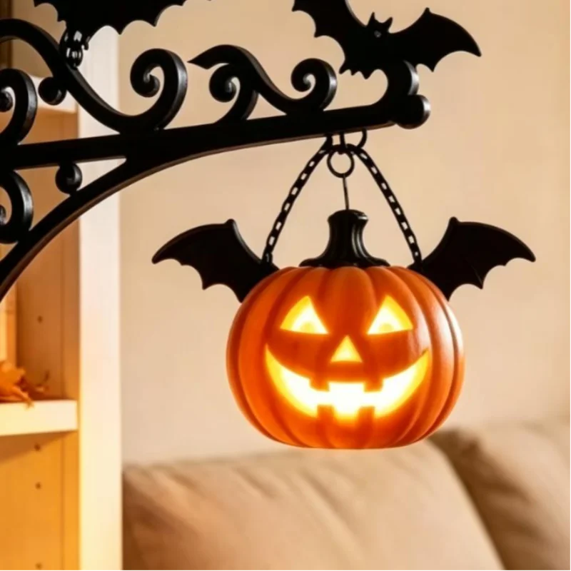 lumière suspension halloween fantôme araignée chauve souris citrouille sorcière gothique victorien métal ornement chambre
