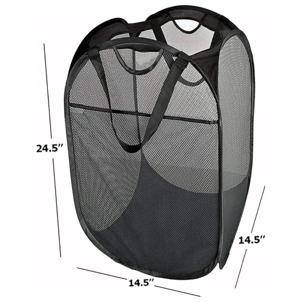 panier linge pliable noir gris maille moderne respectueux environnement poignées