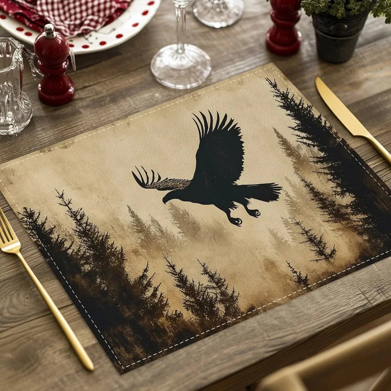 serviettes table silhouettes animales lin vintage beige marron clair naturel adhésif