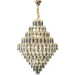 lampe suspendue cristal transparent dorée classique salon chambre decoration lumière led