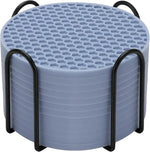 coasters silicone gris moderne antidérapants hexagonaux pack 12pcs tasses chaudes froides respectueux environnement
