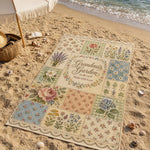 tapis patchwork floral vintage rose vert bleu bordure dentelée sec rapide machine simple