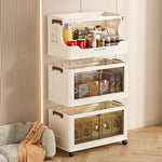boîtes rangement pliant roulette blanc cassé moderne transparent arches