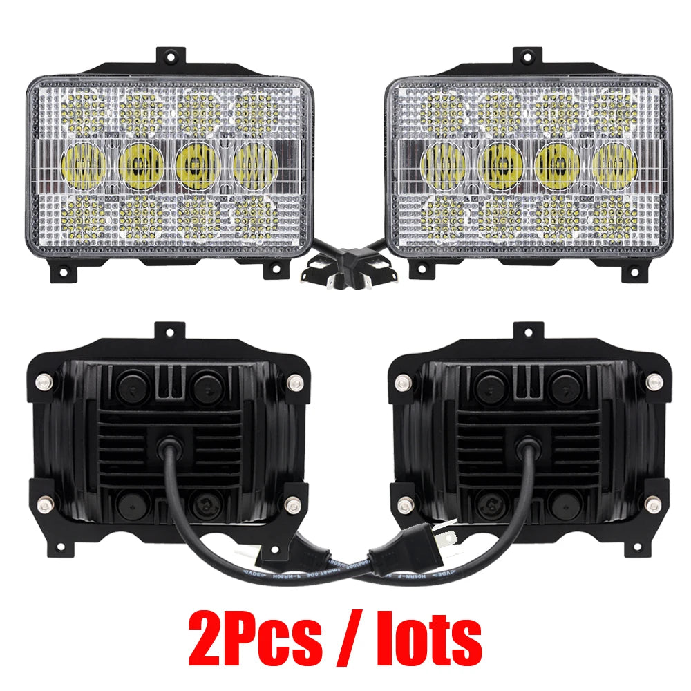 lampe frontale led tracteur noir moderno eyelets 60w ip67 12v 24v haute basse luminosité
