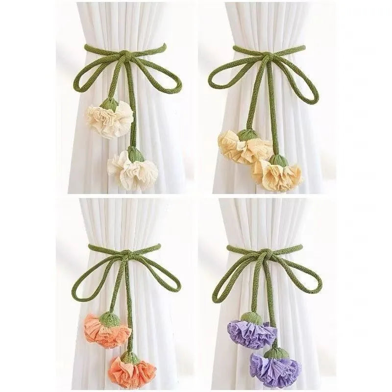 ruban fenêtre fleuri vert blanc orange beige violet décoratif artisanal noyau plat