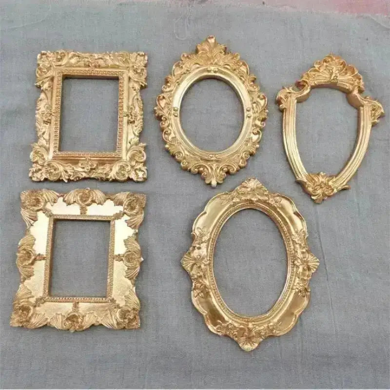 cadre photo vintage or floral résine décoratif européen baroque bijoux accessoire photo verte
