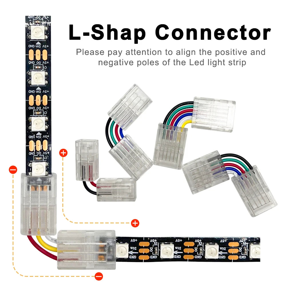 connecteur led shape transparent moderne clips câbles colorés instructions 4pin 3pin
