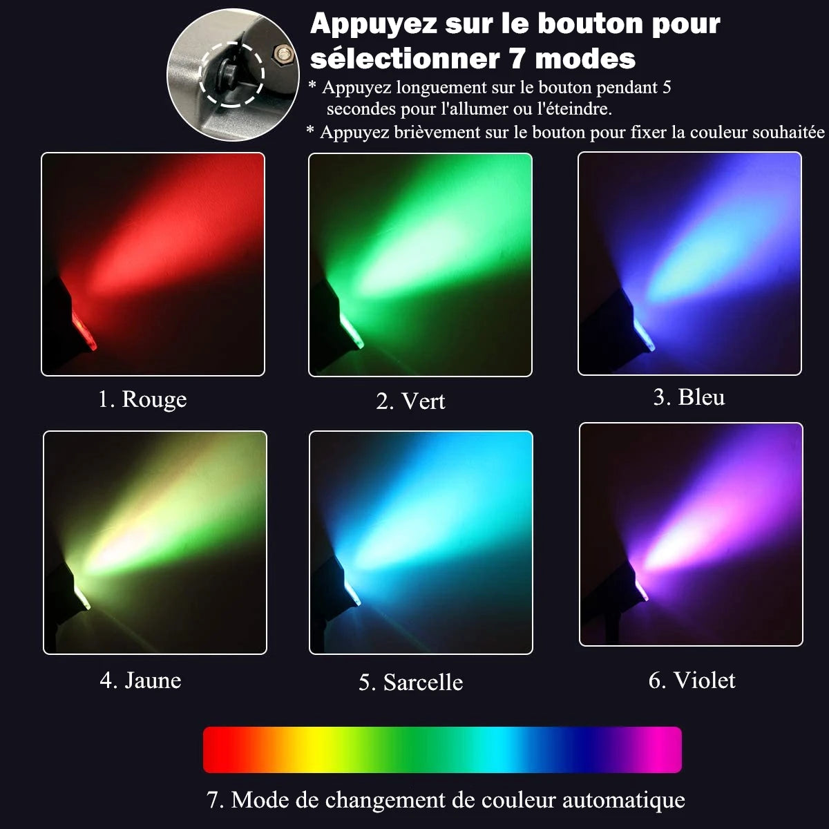 projecteur solaire moderne noir ip65 led 3000k 6000k rvb extérieur jardin sentier