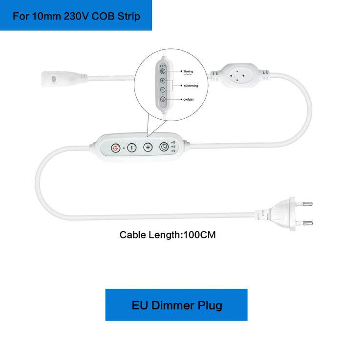 adaptateur led commutateur atténuation blanc moderne câble puissance 100cm prises eu uk us