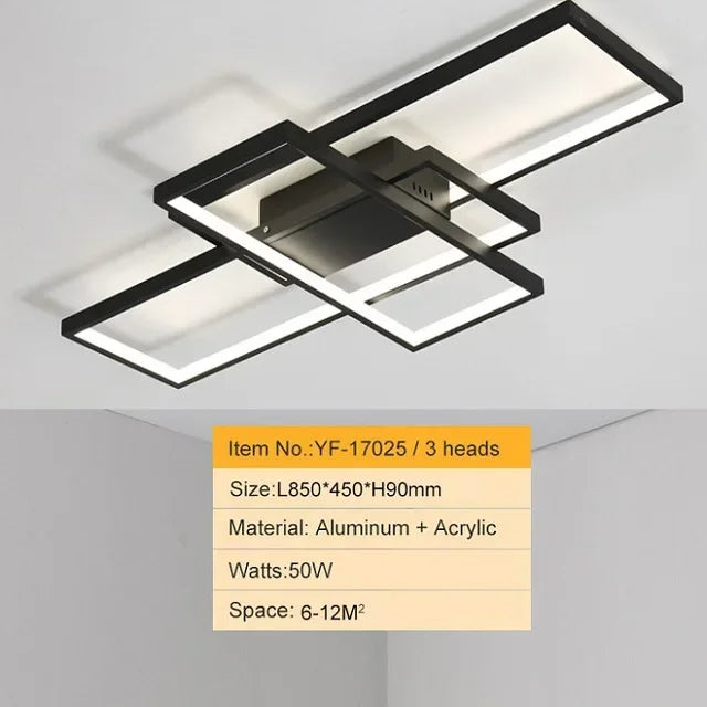 plafonnier moderne minimaliste noir blanc rectangles superposés géométrique opaqué luminaire salon chambre