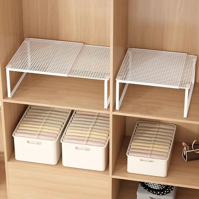 étagère rangement extensible métal blanc moderne grille fixée clips armoire