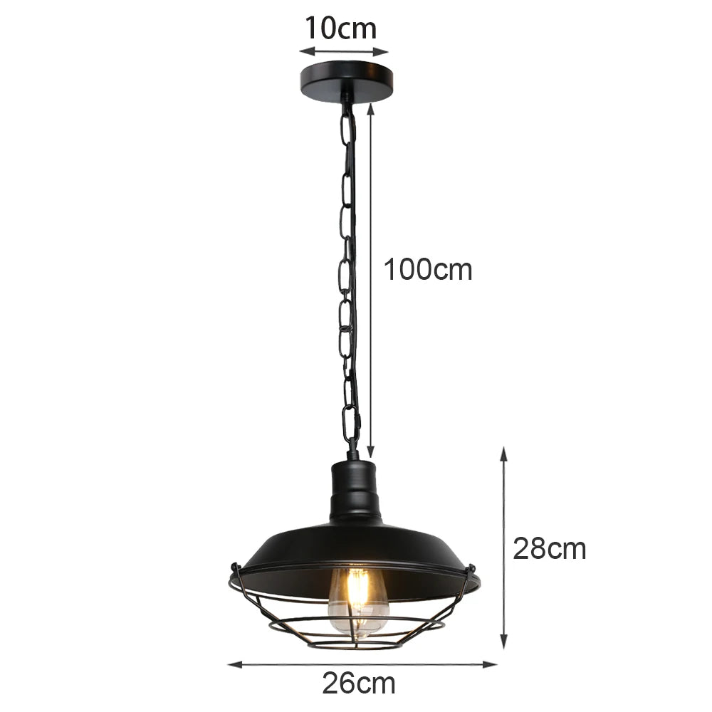 suspension industrielle vintage métal noir ampoule e27 salon chambre hallhôtel led echangée