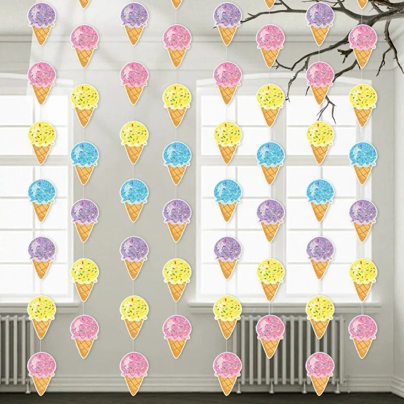 pendentif glace multicolore cône pépites paper enfantin opalescent fil anniversaire décoration festif